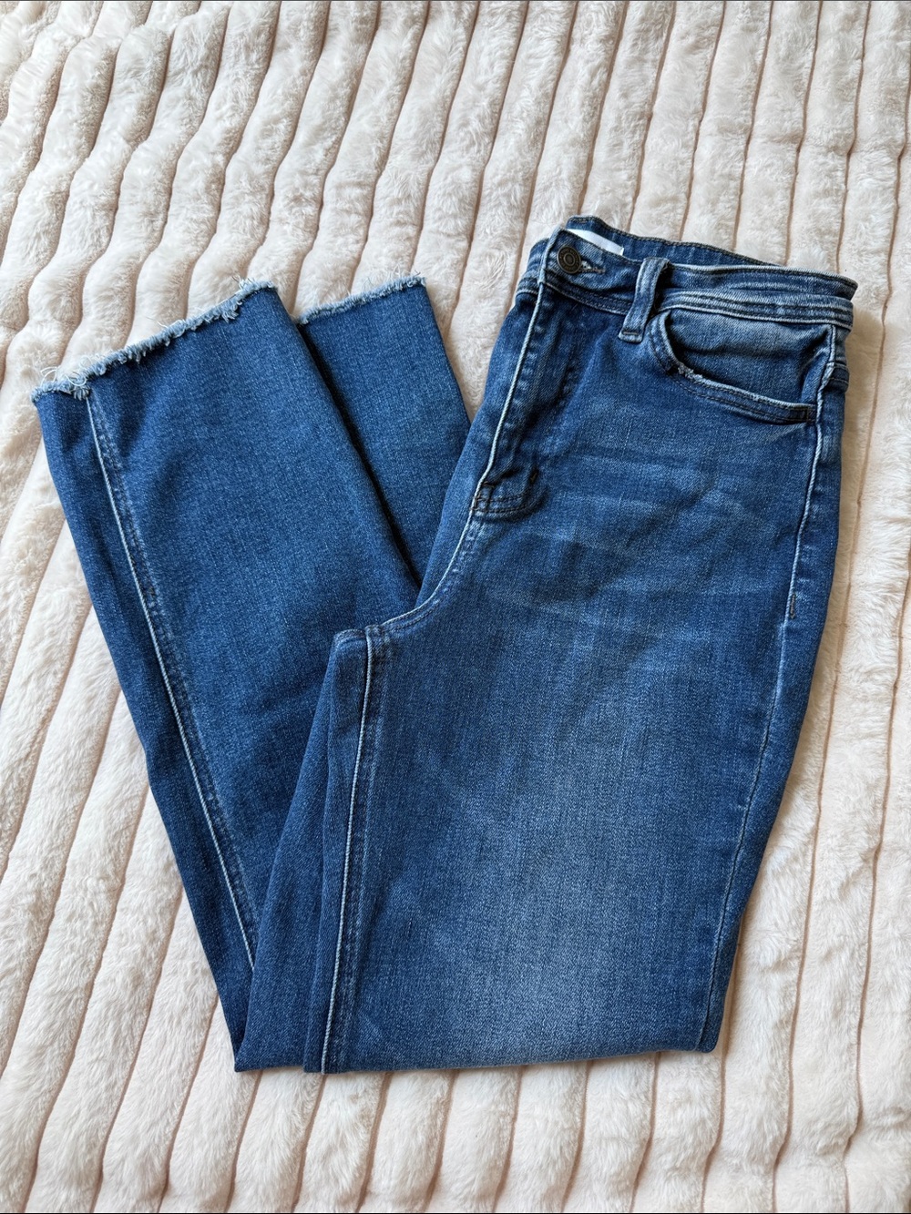 NWOT Flying Monkey Dark Wash Frayed Hem Skinny Jeans